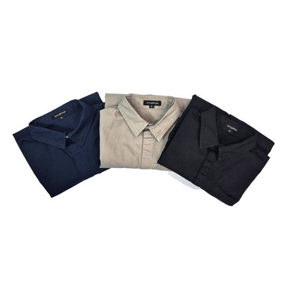Spring & Gege Boys Button-Up Shirt Lot of 3 Sz Med Short Sleeve Navy Gray Black - Picture 1 of 16